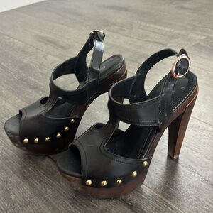 Black 70s inspired wooden platforms
